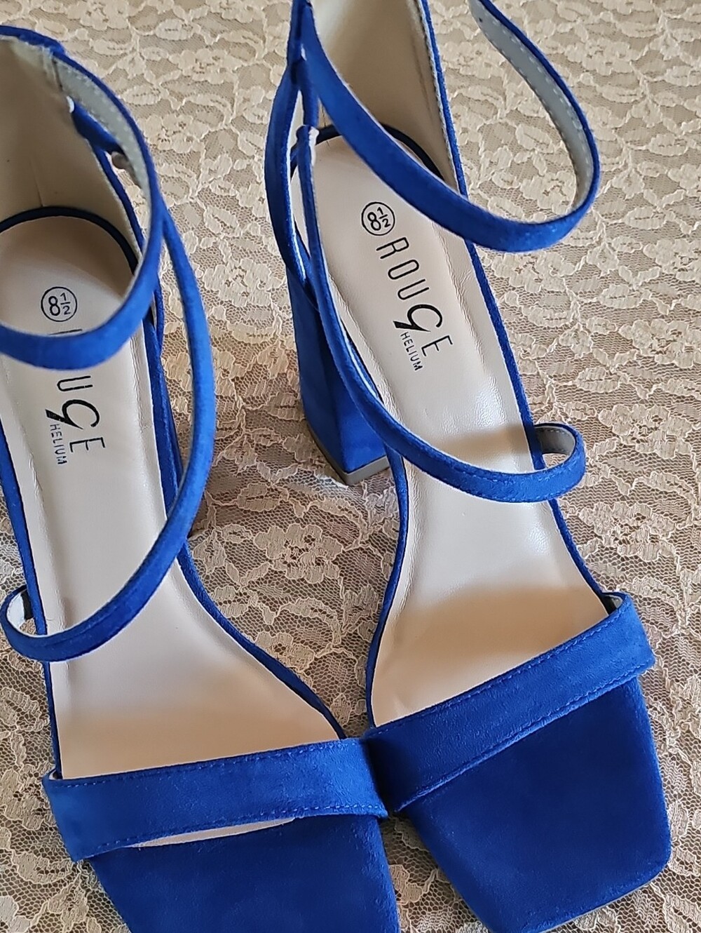 Rouge Helium Strappy Block Heel Sandals in Cobalt Blue